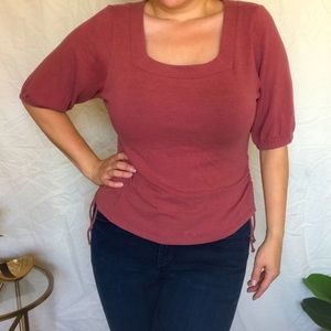 Madewell side tie and puffed sleeve top